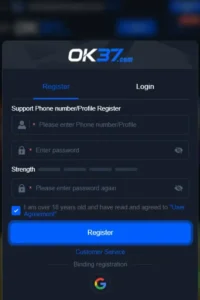 OK37 Game Registration Page