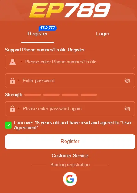 EP789 Game Registration Page