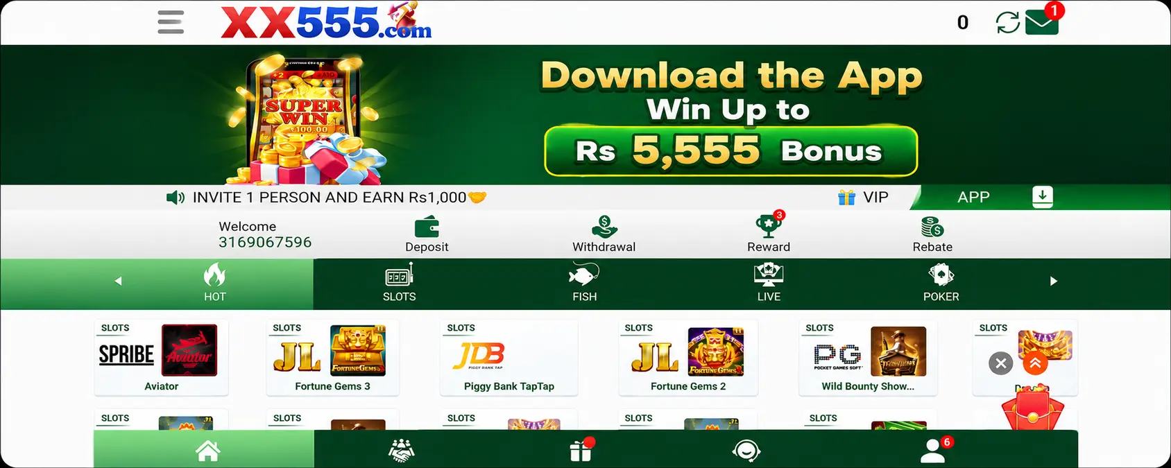 XX555 Game Homepage