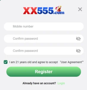 XX555 Game Registration Page