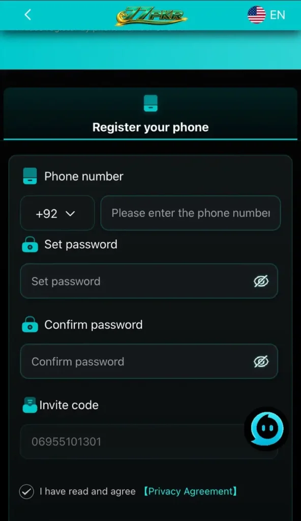 77PKR Game Registration Page