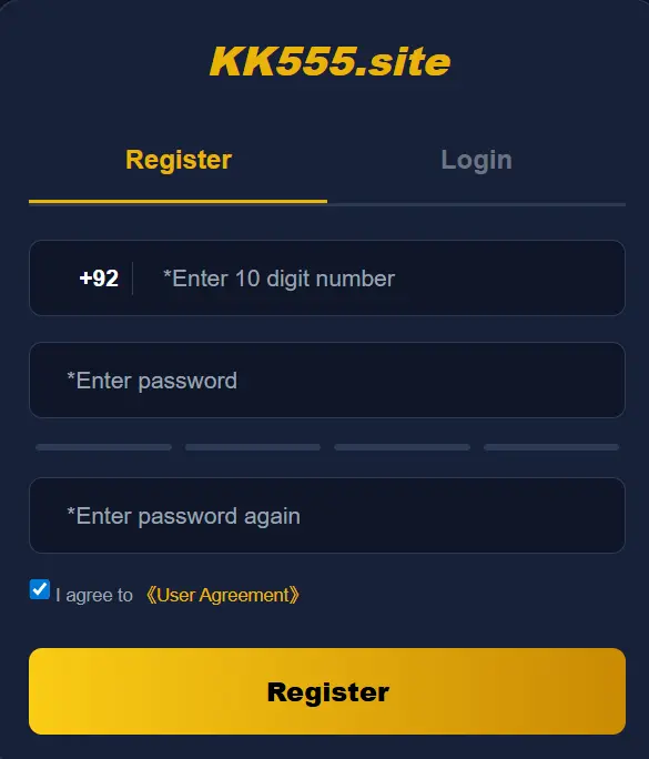 KK555 Game Registration Page